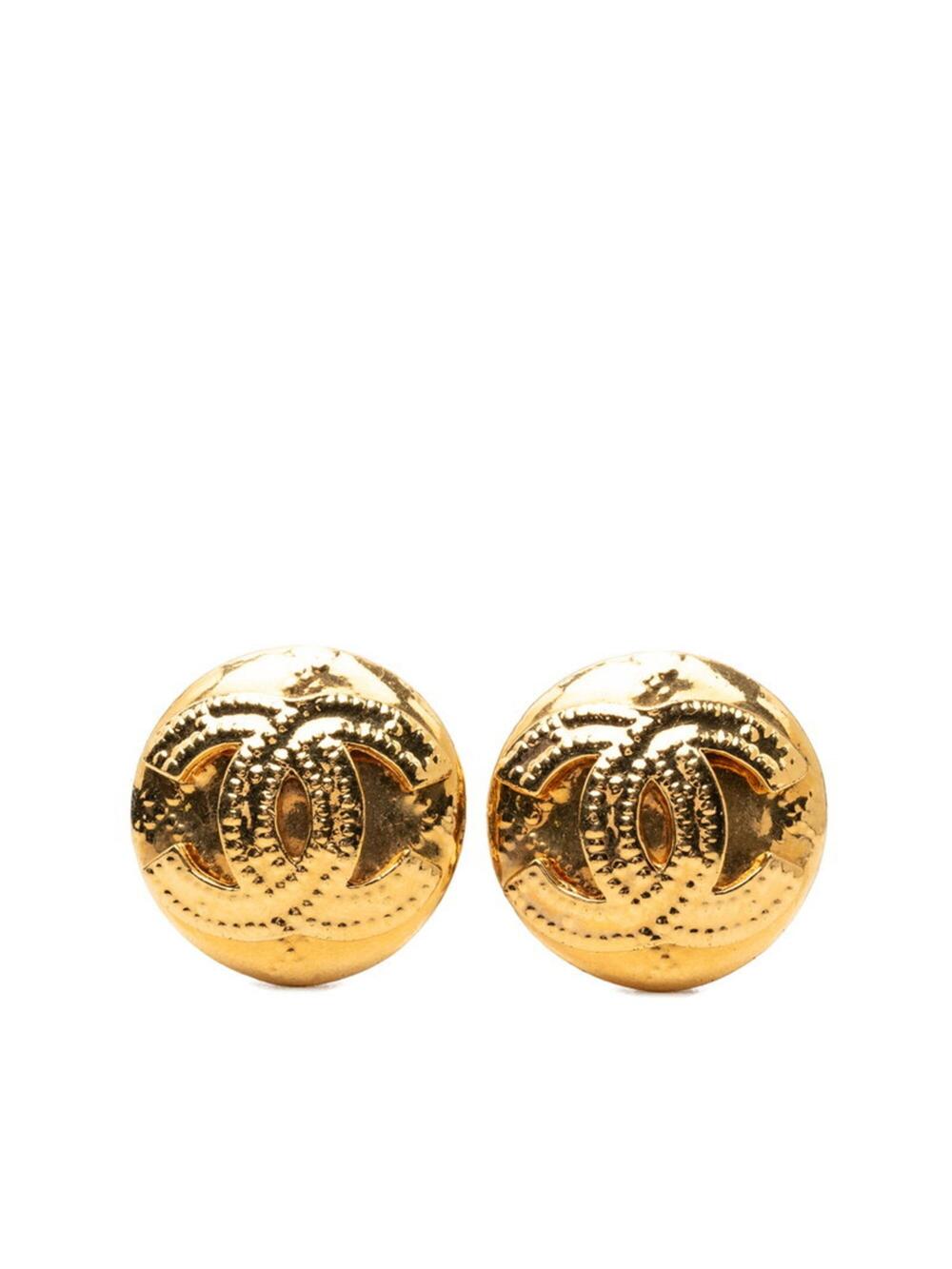 Chanel Cc Logo Round Clip-On Earrings #299606C69B